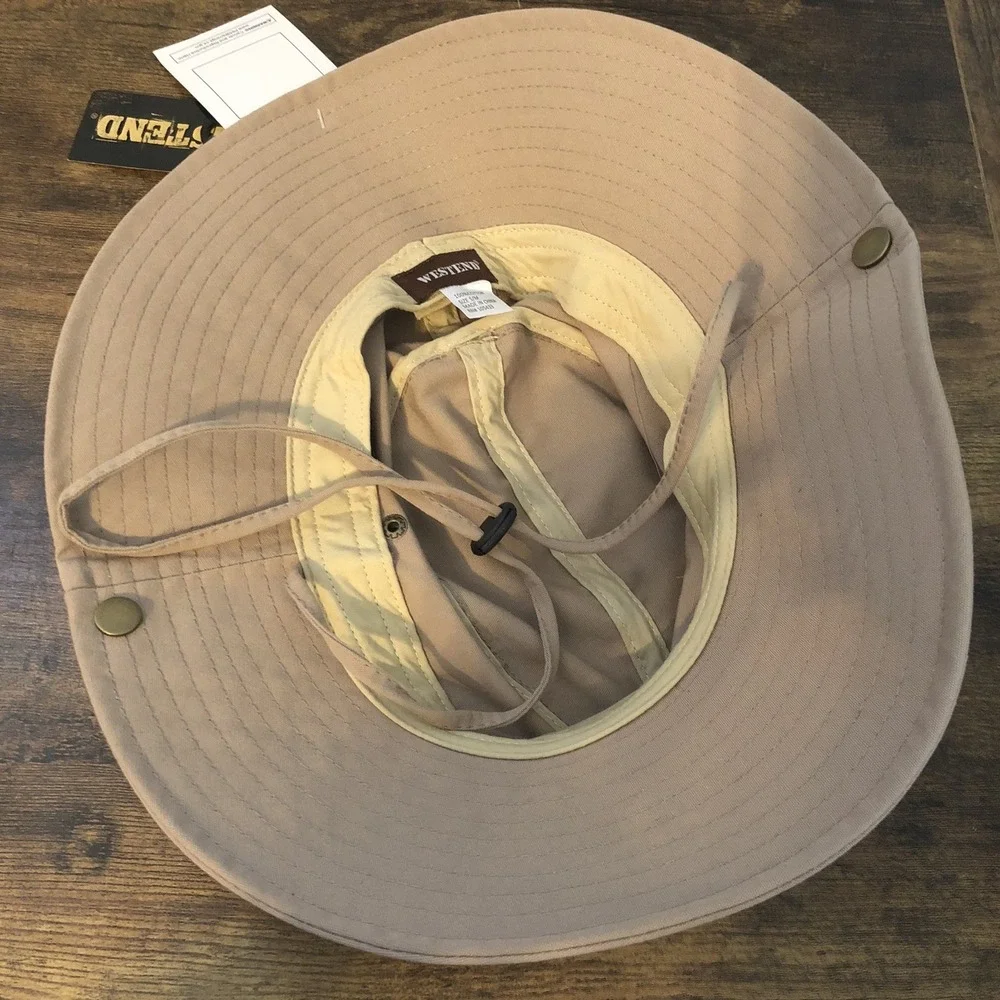 Westend Tan‎ Cotton Bucket Hat Adjustable Chin Strap Outdoor Gear Mens Size S/M